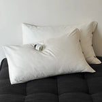 White Pinstripe Long Staple Cotton Sateen Pillowcase Set - Jacquard Striped Pure Cotton 48x74cm (Pair) - Home & Garden