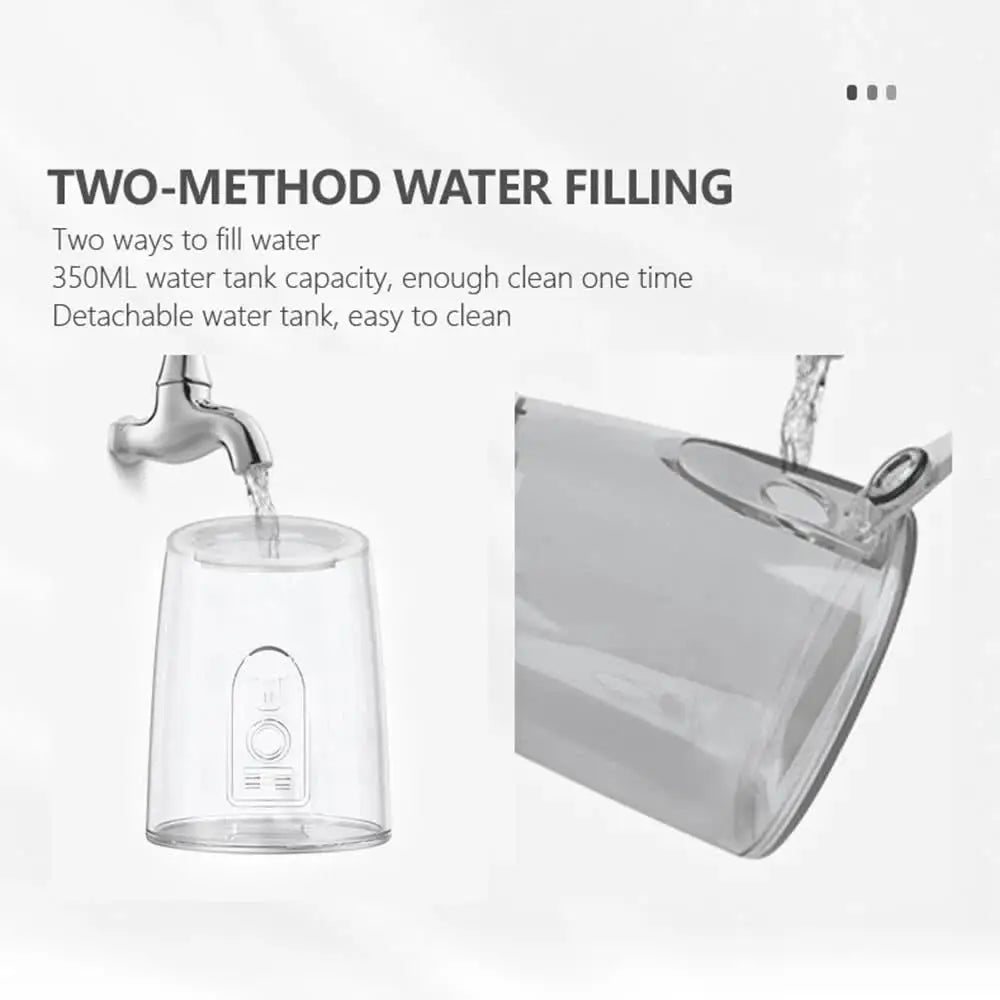 White Portable Rechargeable Water Flosser - Handheld Oral Irrigator for Teeth & Gums - Health & Beauty > Personal Care