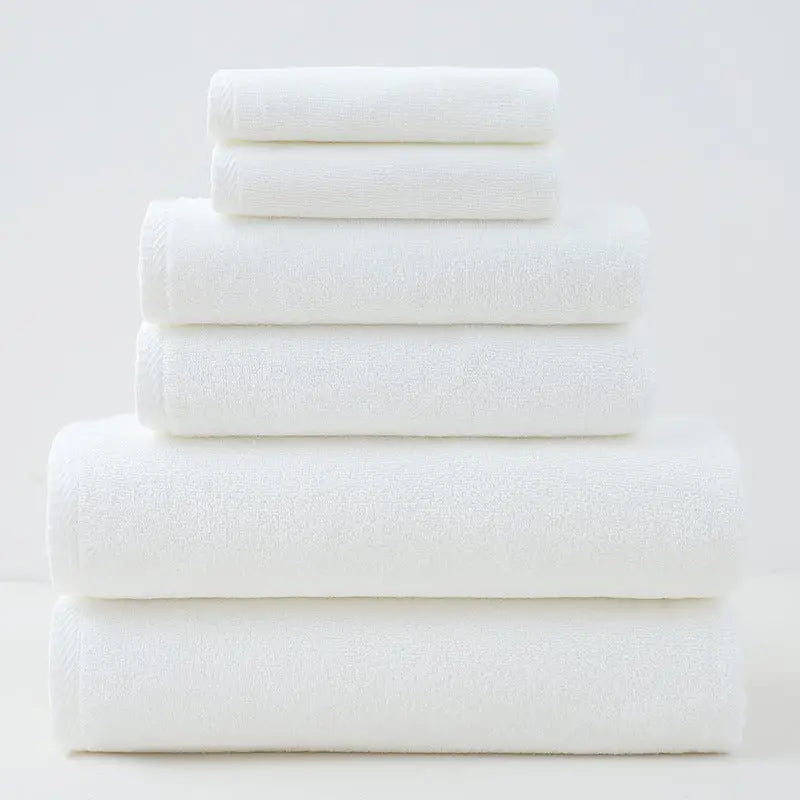 White Premium Cotton Towel Set - 6 Pieces Soft & Absorbent Bath Towels for Adults - Home & Garden > Bathroom