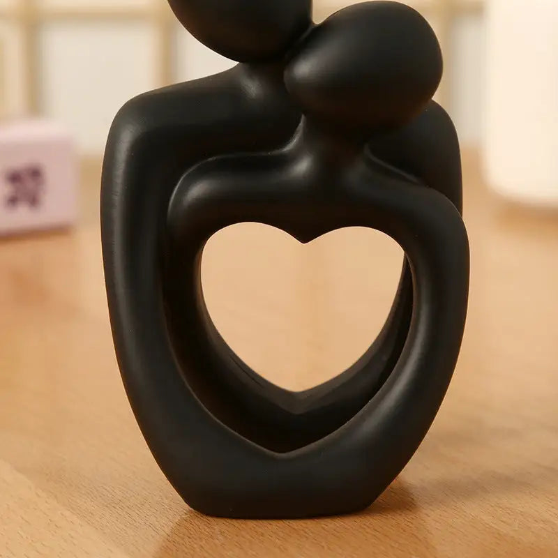 White Romantic Couple Figurine with Heart Design - Modern Minimalist Decorative Statue - Home & Garden > Decor > Vases