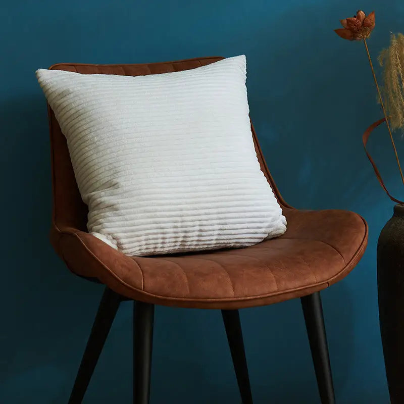 White Set of 4 Corduroy Pillow Covers - Solid Color Minimalist Throw Cushion Covers - 45x45cm (Pillow Inserts