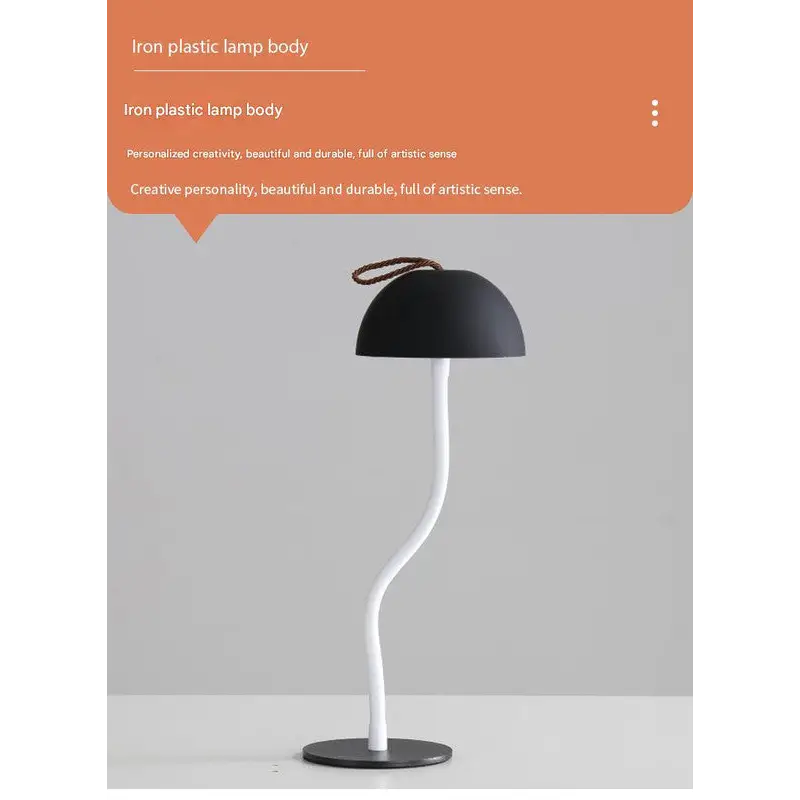 White Sleek Minimalist LED Mushroom Table Lamp - Rechargeable 3-Color Touch Control Bar & Ambient Light - Home & Garden