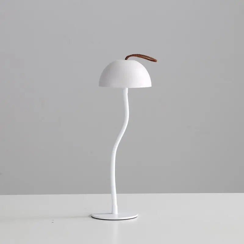 White Sleek Minimalist LED Mushroom Table Lamp - Rechargeable 3-Color Touch Control Bar & Ambient Light - Home & Garden