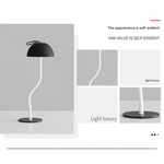 White Sleek Minimalist LED Mushroom Table Lamp - Rechargeable 3-Color Touch Control Bar & Ambient Light - Home & Garden