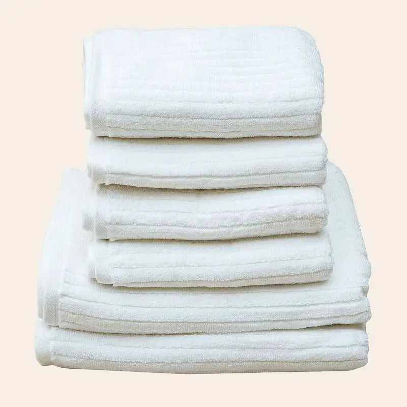White Stripe Organic Soft 6 pcs Towel Set - Home & Garden > Bathroom Accessories