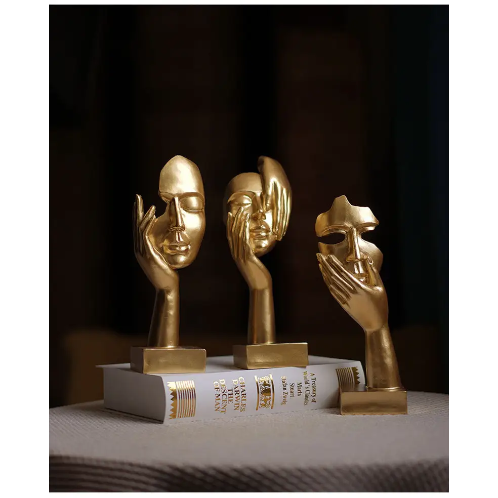 White Style 1 Elegant Abstract Face Sculpture - Modern Resin Art Figurine Hand & Mask Home Decor Accent - Home & Garden