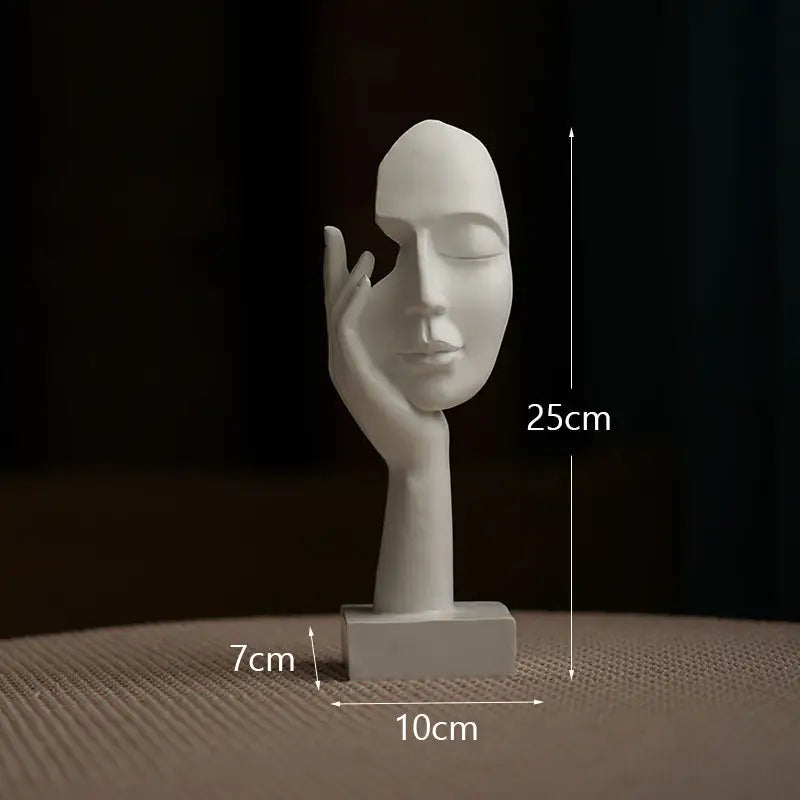 White Style 1 Elegant Abstract Face Sculpture - Modern Resin Art Figurine Hand & Mask Home Decor Accent - Home & Garden