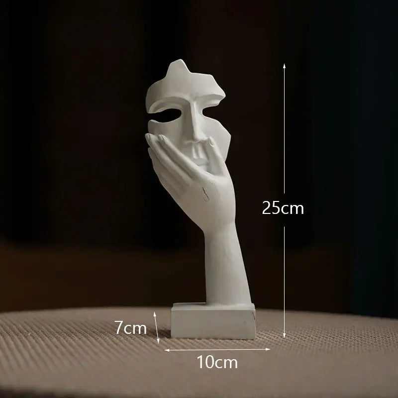 White Style 2 Elegant Abstract Face Sculpture - Modern Resin Art Figurine Hand & Mask Home Decor Accent - Home & Garden
