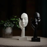 White Style 3 Elegant Abstract Face Sculpture - Modern Resin Art Figurine Hand & Mask Home Decor Accent - Home & Garden