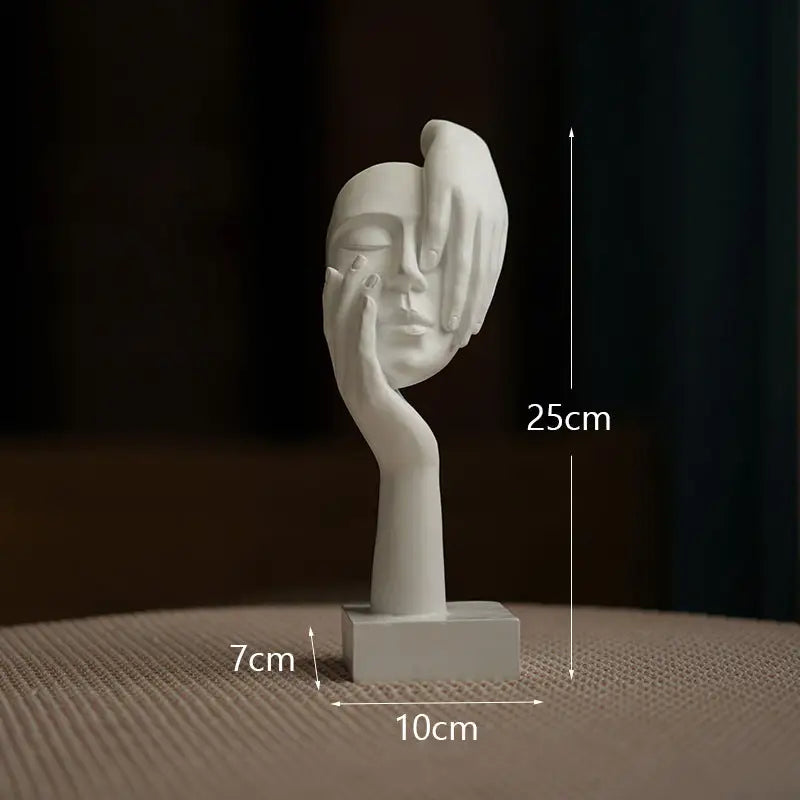 White Style 3 Elegant Abstract Face Sculpture - Modern Resin Art Figurine Hand & Mask Home Decor Accent - Home & Garden