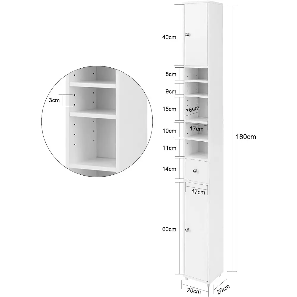 White Tall Bathroom Cabinet High Storage - Furniture > Bathroom