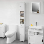 White Tall Bathroom Cabinet High Storage - Furniture > Bathroom
