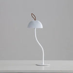 White Three-dimensional stripes Sleek Minimalist LED Mushroom Table Lamp - Rechargeable 3-Color Touch Control Bar &