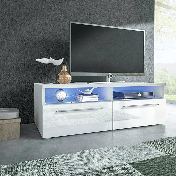 White TV Unit with LED lights with RGB remote control - Furniture > Living Room