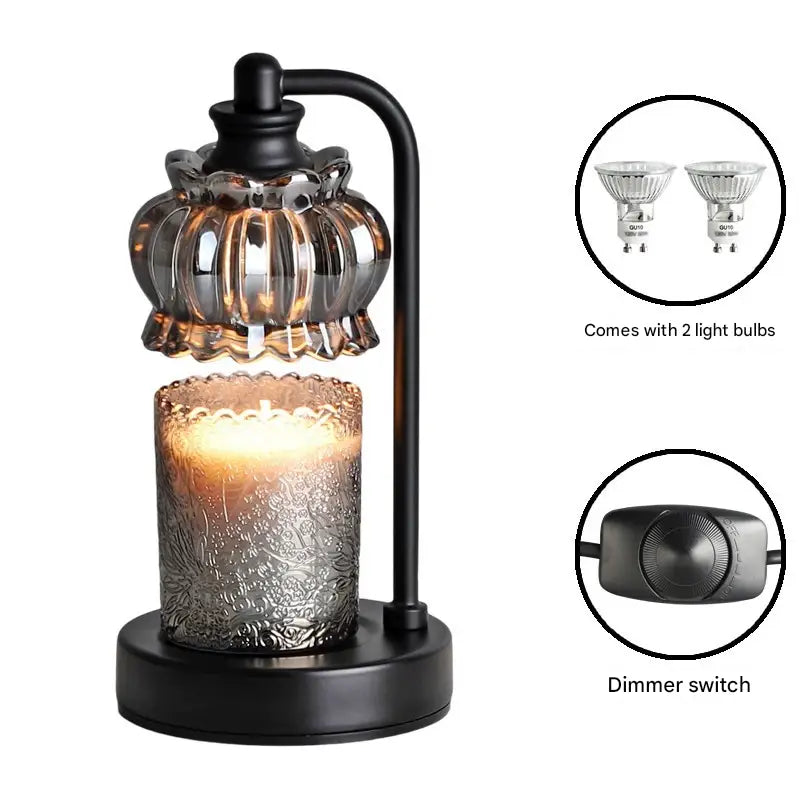 White Vintage Glass Shade Candle Warmer Lamp with Dimmer and Bonus Bulbs - Elegant Home Decor - Home & Garden >