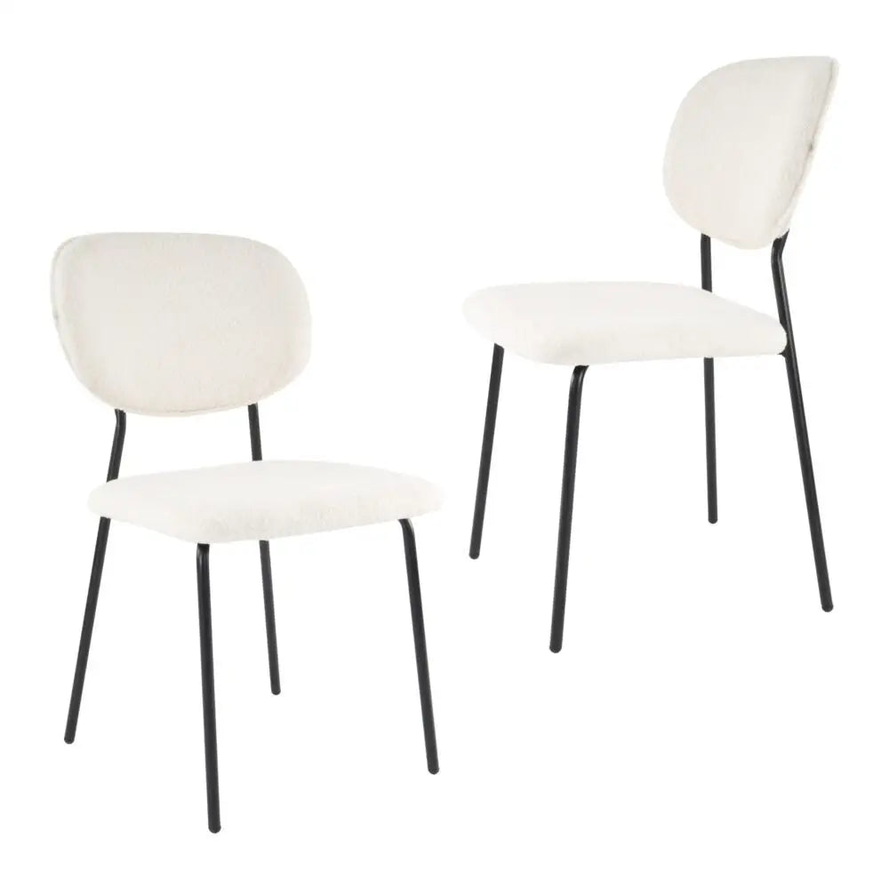 White Whisper Teddy Fabric Dining Duo - Furniture > Dining > Kitchen & Dining Chairs