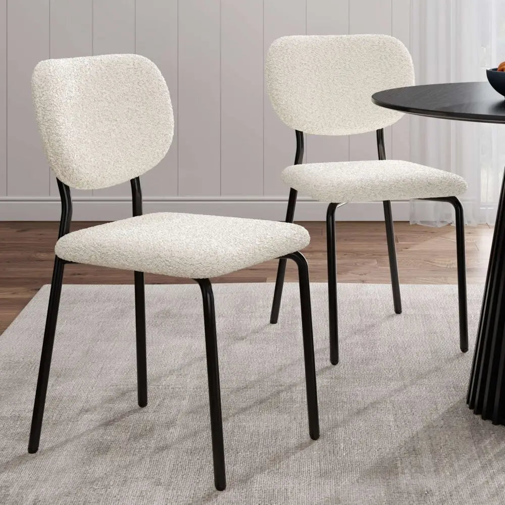 White Whisper Teddy Fabric Dining Duo - Furniture > Dining > Kitchen & Dining Chairs
