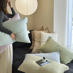 White Wide Stripes Long Staple Cotton Sateen Pillowcase Set - Jacquard Striped Pure Cotton 48x74cm (Pair) - Home &
