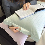 White Wide Stripes Long Staple Cotton Sateen Pillowcase Set - Jacquard Striped Pure Cotton 48x74cm (Pair) - Home &