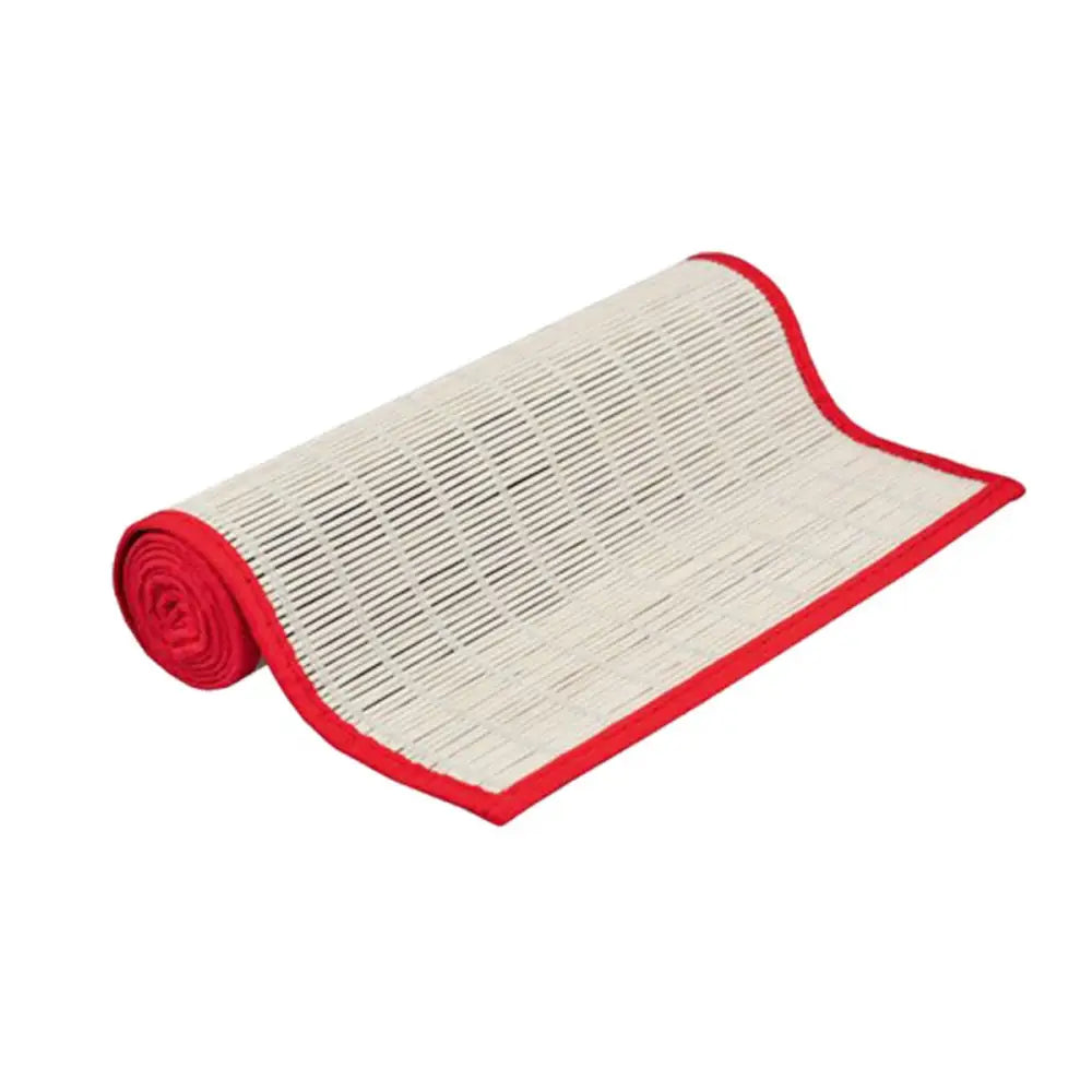 White with Red Border Bamboo Table Runner 140 x 33cm - Home & Garden > Kitchenware