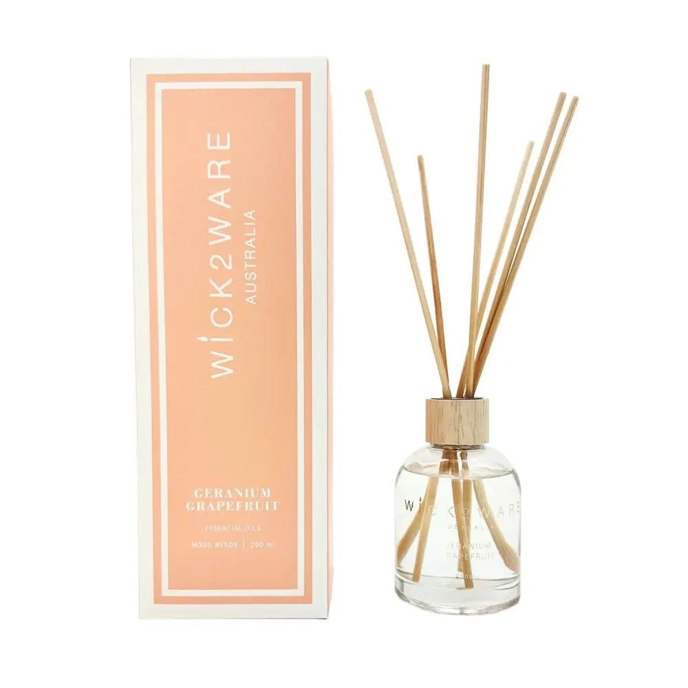 Wick2Ware Australia Geranium Grapefruit Fragrance Reed Diffuser 200ml/7.1 fl oz - Home & Garden > Decor > Candles &