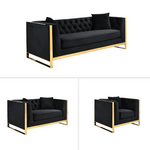 William Lounge - Black Velvet - Gold Trims - Furniture > Sofas