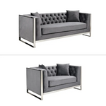 William Lounge - Dark Grey Velvet - Silver Trims - Furniture > Sofas
