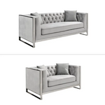 William Lounge - Light Grey Velvet - Silver Trims - Furniture > Sofas