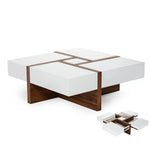 Willow Walnut White And Brown Criss Cross Coffee Table - Furniture > Living Room > Coffee Tables