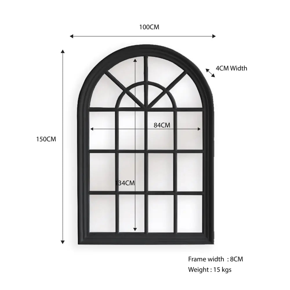 Window Style Mirror - Black Arch 100 CM x 150 CM - Home & Garden > Decor