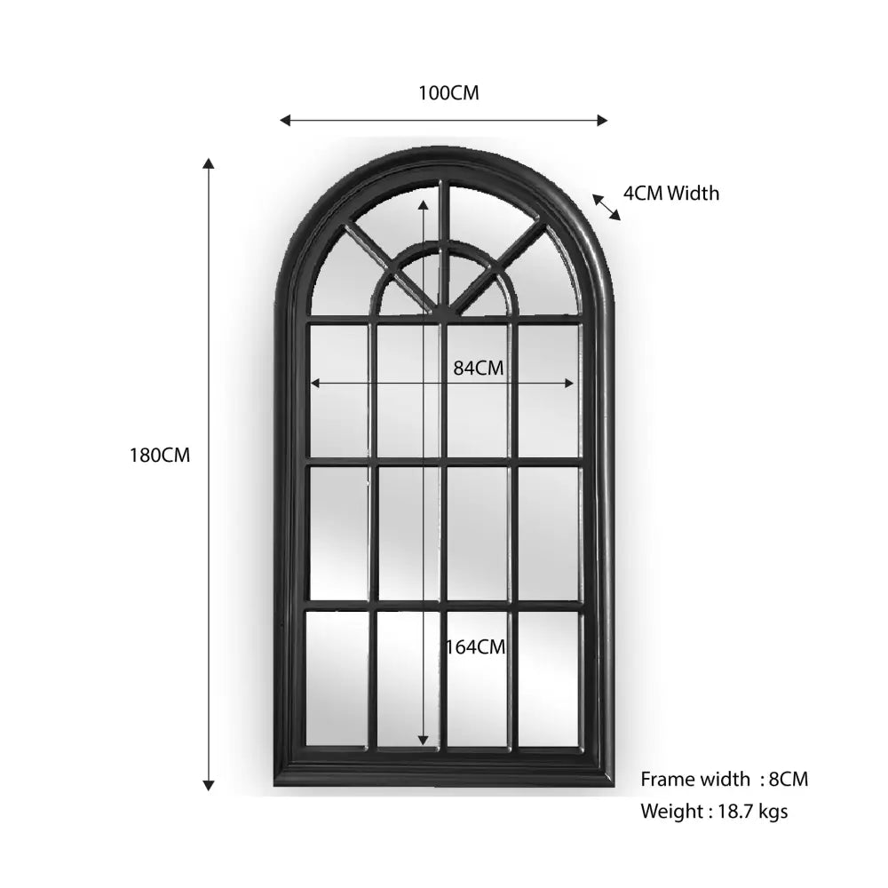 Window Style Mirror - Black Arch 70 CM x 130 CM - Home & Garden > Decor