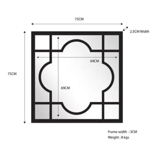 Window Style Mirror - Black Square 75cm x 75cm - Home & Garden > Decor