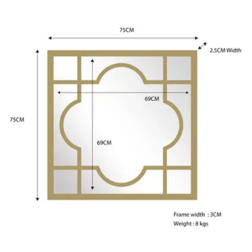 Window Style Mirror - Gold Square 75cm x 75cm - Home & Garden > Decor > Mirrors