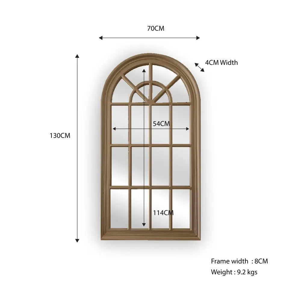 Window Style Mirror - Taupe Arch 70 CM x 130 CM - Home & Garden > Decor