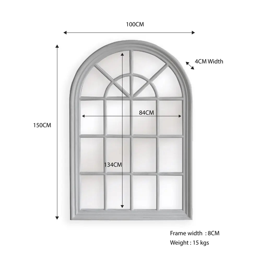 Window Style Mirror - White Arch 100 CM x 150 CM - Home & Garden > Decor