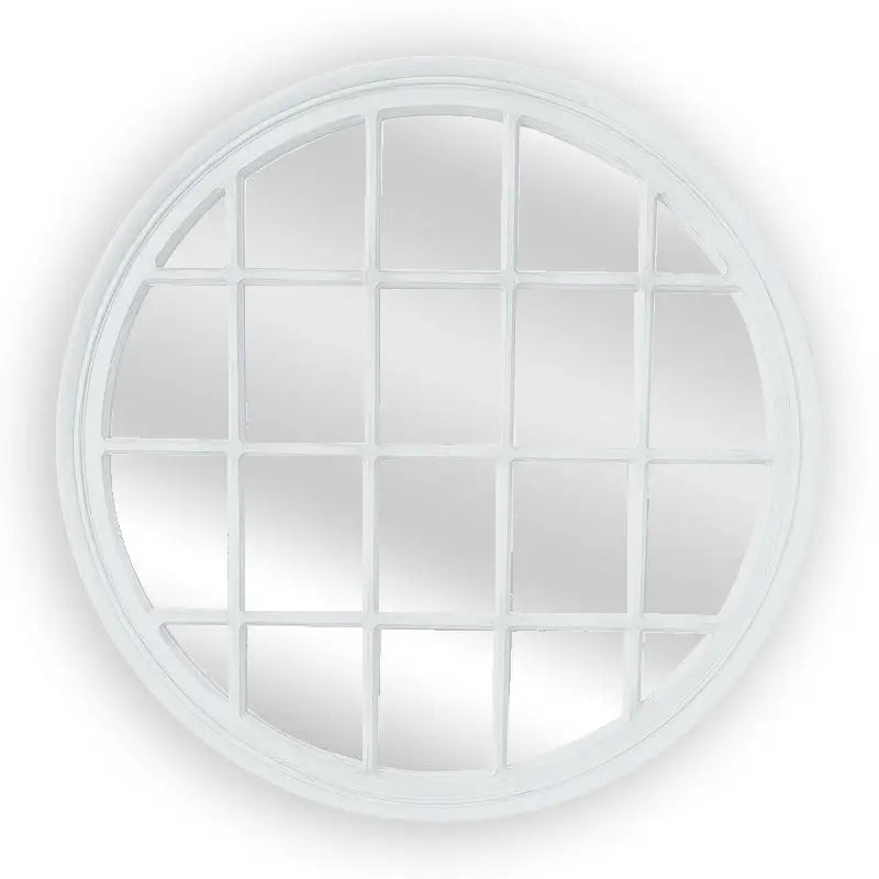 Window Style Mirror - White Circle 100cm - Home & Garden > Decor