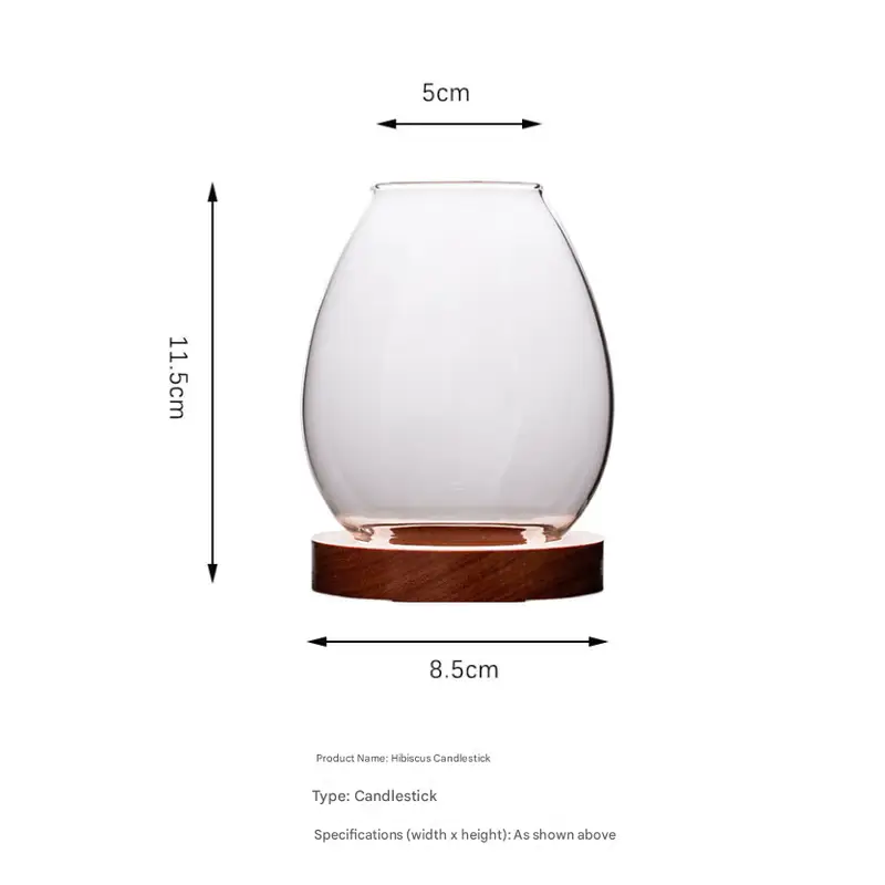 Windproof Glass Candle Cover with Wood Base - For Tealights Zen Home Accent (Transparent candle holder) - Home & Garden