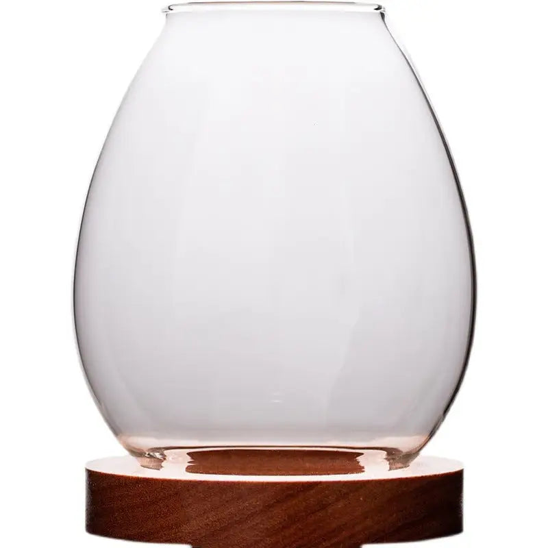 Windproof Glass Candle Cover with Wood Base - For Tealights Zen Home Accent (Transparent candle holder) - Home & Garden