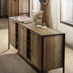 Wine Cabinet with 2 Strorage and open Selves Bar Cabinet Cupboard in Oak Colour - Furniture > Living Room