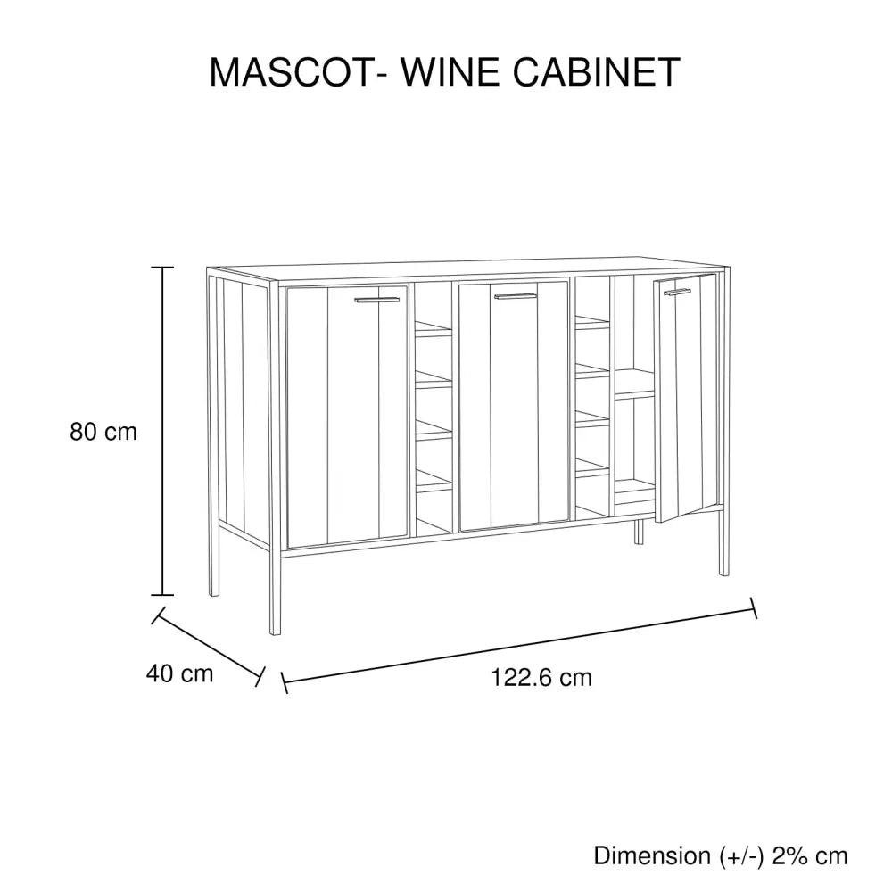 Wine Cabinet with 2 Strorage and open Selves Bar Cabinet Cupboard in Oak Colour - Furniture > Living Room