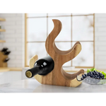 Wine Rack Carved Wood 3 bottle Wine Storage-Acacia Wood handcrafted - Home & Garden > Storage