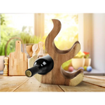 Wine Rack Carved Wood 3 bottle Wine Storage-Acacia Wood handcrafted - Home & Garden > Storage