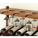 Wine Rack Free Standing 15 Bottles with 6 Glasses Holder Bamboo Wine Storage - Home & Garden > Kitchenware