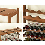 Wine Rack Free Standing 15 Bottles with 6 Glasses Holder Bamboo Wine Storage - Home & Garden > Kitchenware