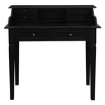 Winston 6 Drawer Solid Timber Writing Desk (Black) - Furniture > Office