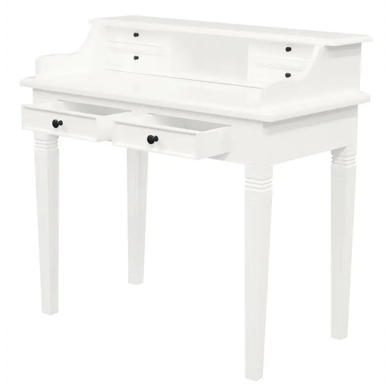 Winston 6 Drawer Solid Timber Writing Desk (White) - Furniture > Office