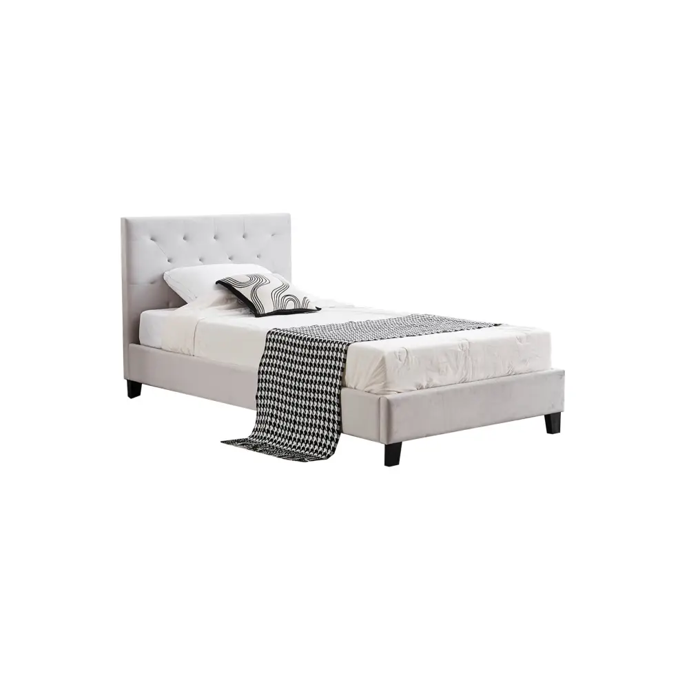 Winston Light Grey Velvet Tufted Bed - King Single - Furniture > Bedroom > Beds & Bed Frames