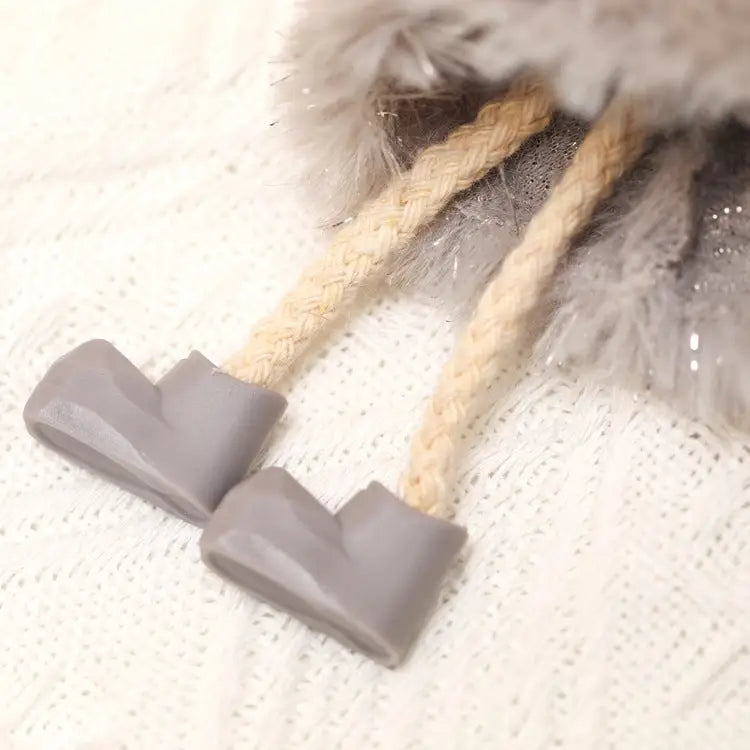 Winter Angel Ornament with Gold Glitter Wings and White Scarf - Christmas Tree Hanging Decoration 15*9 cm White colour