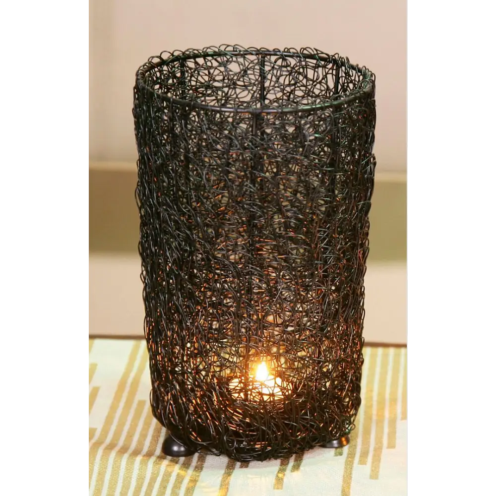 Wired Mesh Tealight Black Candle Holders - Set of 3 - Home & Garden > Decor