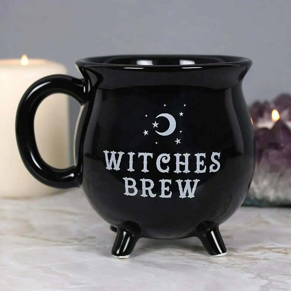 Witches Brew Black Cauldron Coffee Mug Cup With Moon & Stars - Home & Garden > Kitchenware